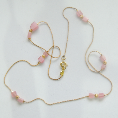 Detalhes do produto Colar PLQ 0048 cascalho rosa
