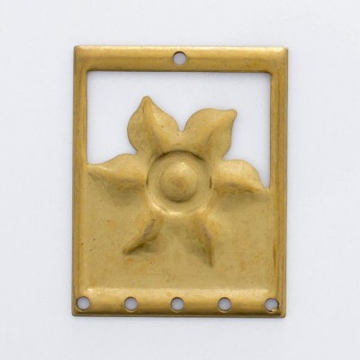 Detalhes do produto Retângulo com flor e 6 furos 25,31mmx20,02mm