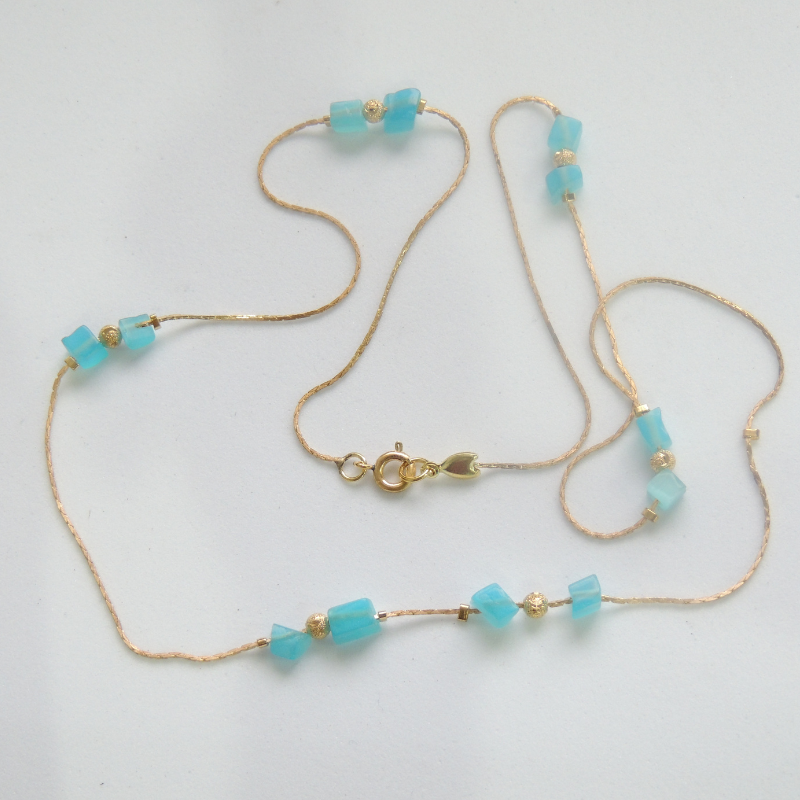 Colar PLQ 0048 cascalho azul