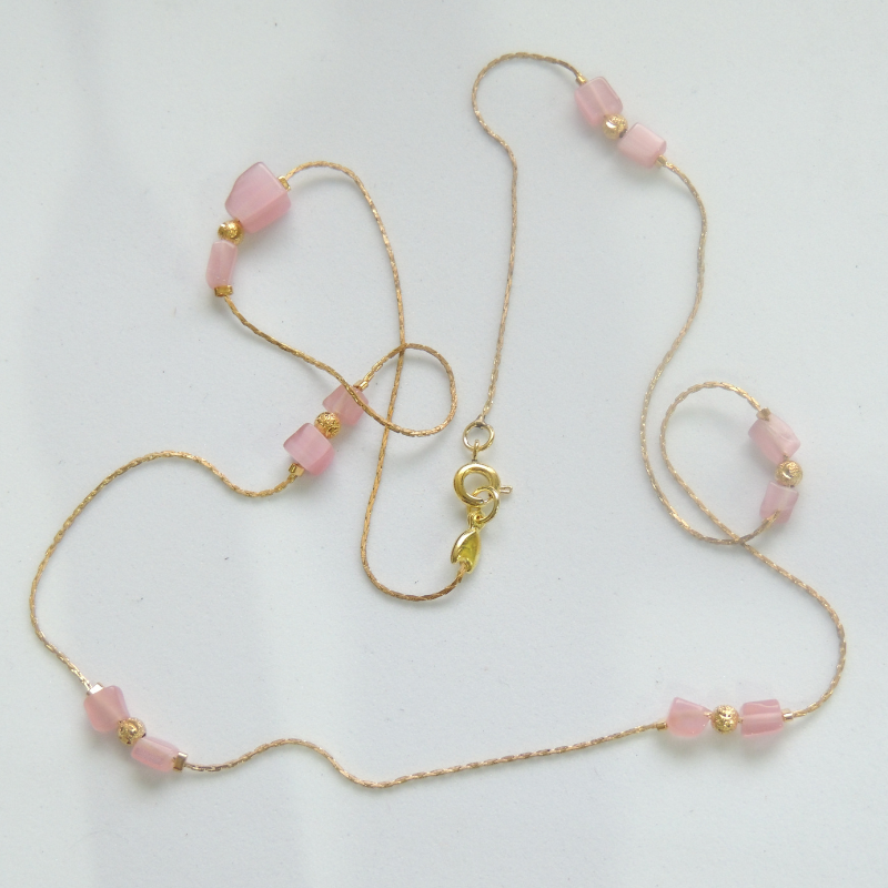 Colar PLQ 0048 cascalho rosa